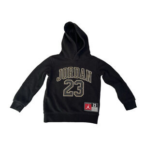 Nike Jordan 23 Black Fleece Hoodie Sz Y3T Pullover Jumpman Logo Patch Basketball